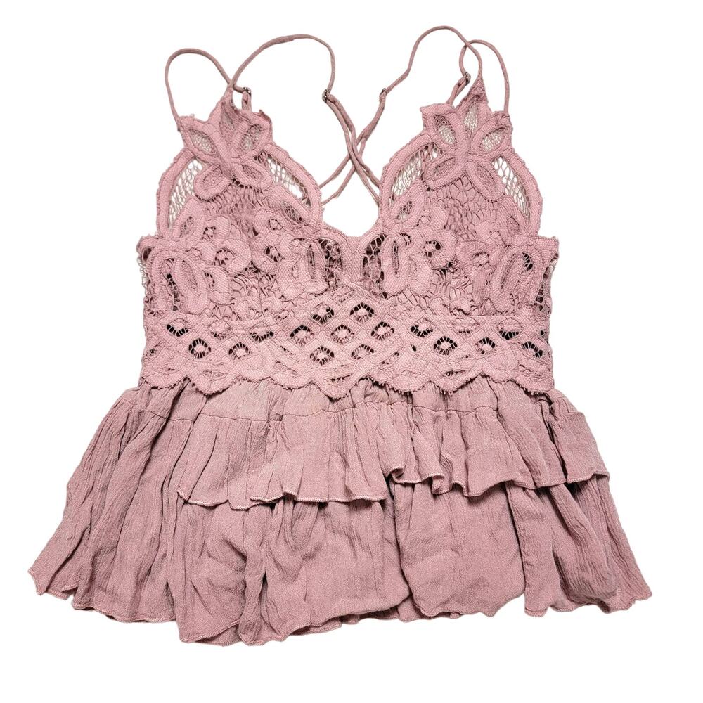 NWT Free People Mauve Lace Crop Tank Top SZ Small
